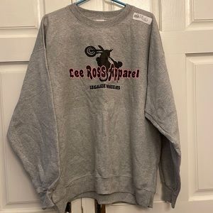 Hanes “Lee Ross Apparel” Crew Neck Sweatshirt, XL. Gray. “Legalize Wheelies.”